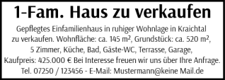 1-Familien Haus verkaufen